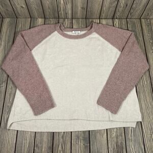 Madewell Alpaca Wool Sweater Crewneck Cream Mauve Women Sz L Casual Relaxation